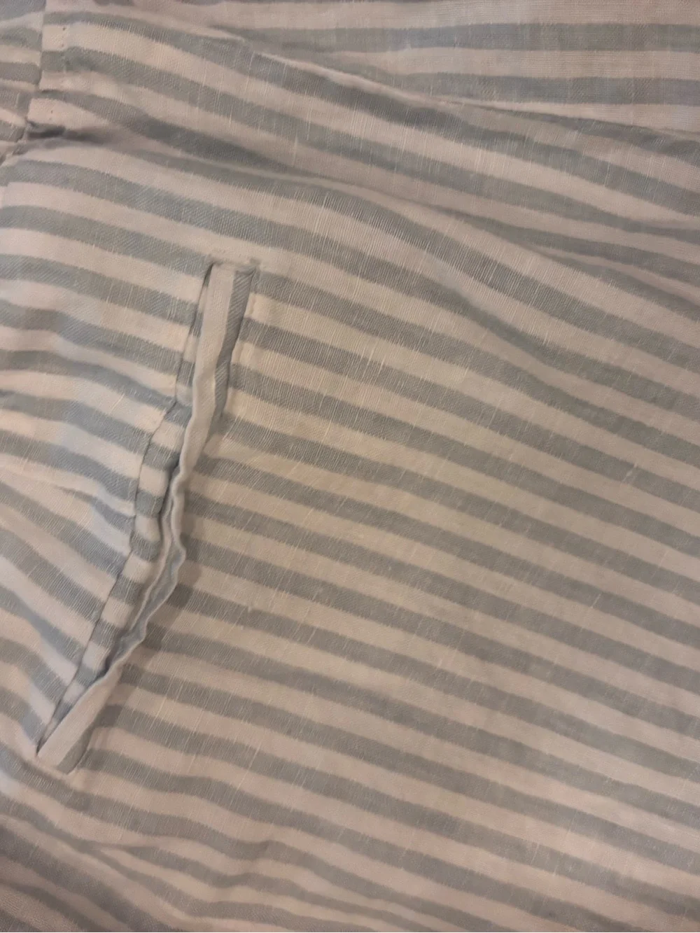 Quince Light Blue & White Striped Cropped Wide-Leg Linen Blend Pants